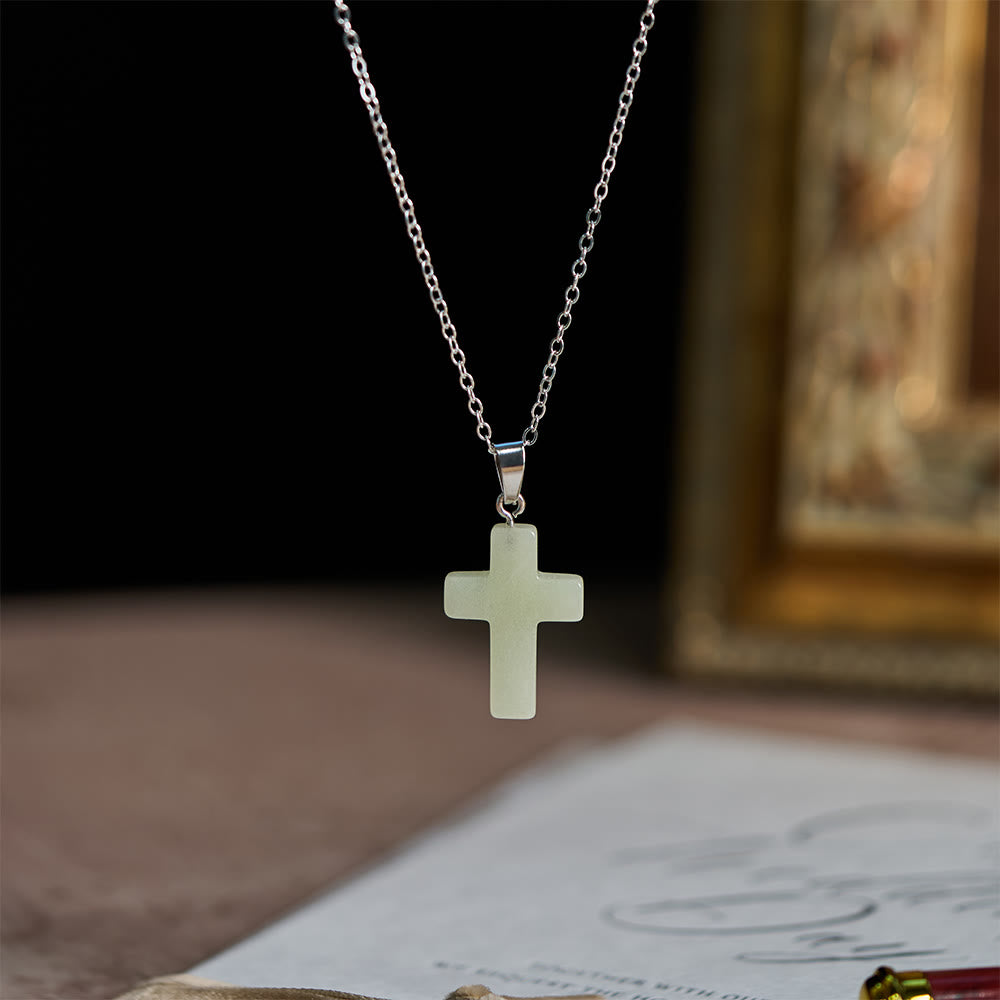 Collar de Cruz que Brilla en la Oscuridad con Tarjeta de Amistad: Encarna Su Gracia