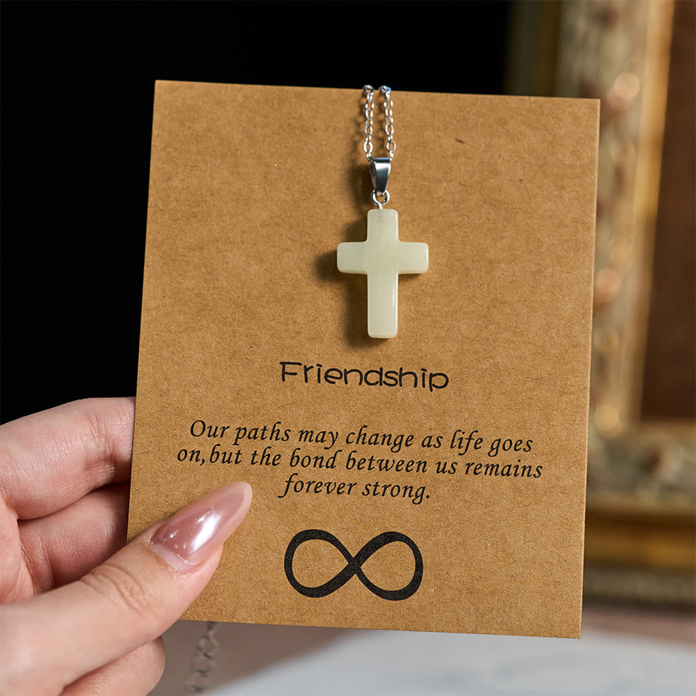 Collar de Cruz que Brilla en la Oscuridad con Tarjeta de Amistad: Encarna Su Gracia
