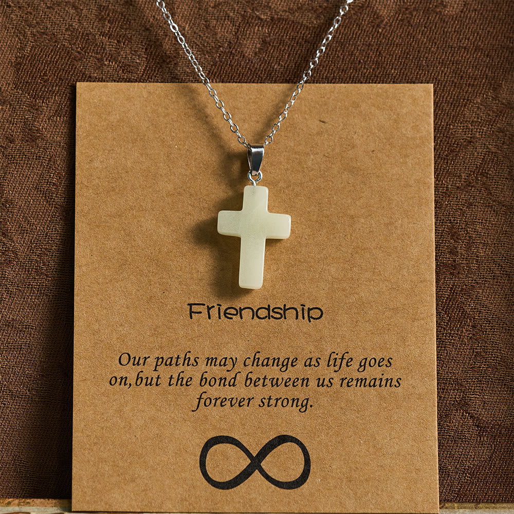 Collar de Cruz que Brilla en la Oscuridad con Tarjeta de Amistad: Encarna Su Gracia