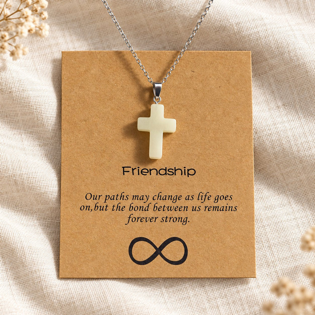 Glow-in-the-Dark Cross Necklace with Friendship Message Card