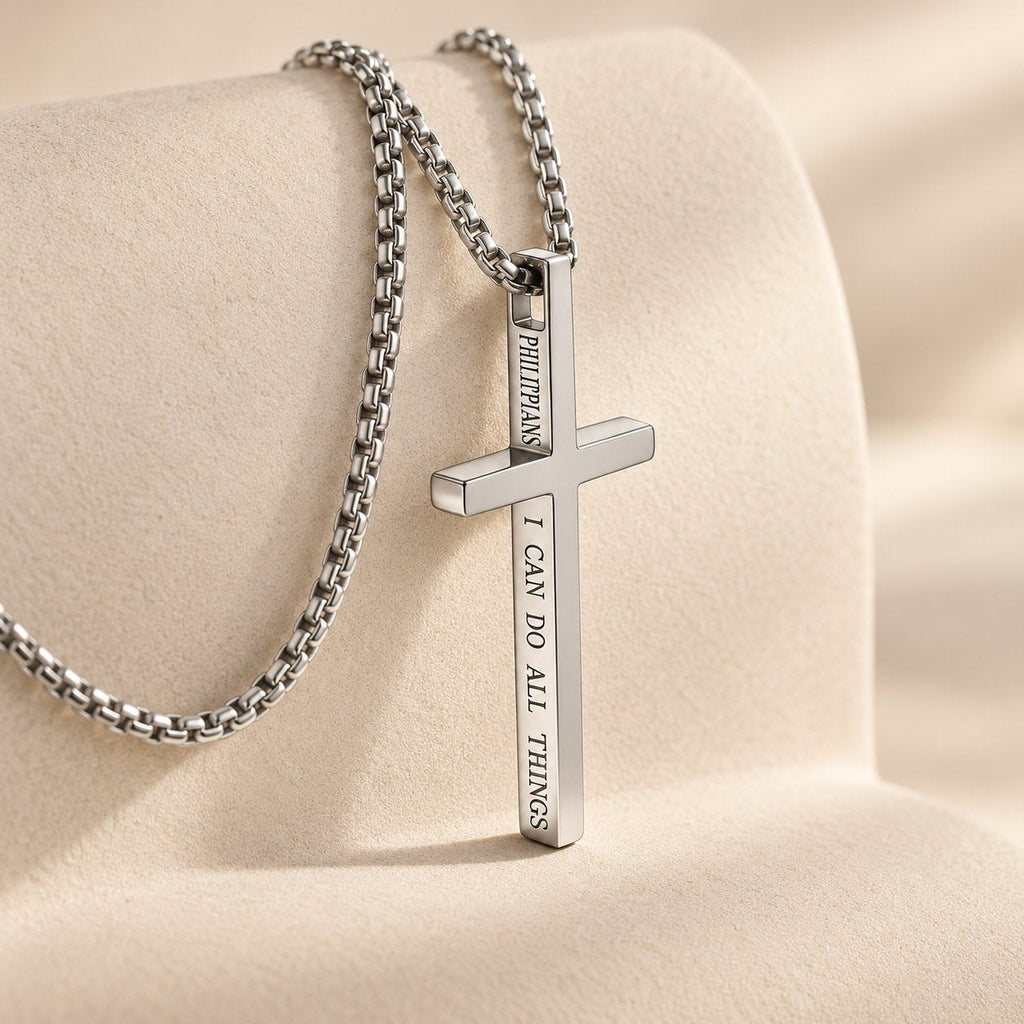 Cross Necklace with I Can Do All Things Inscription