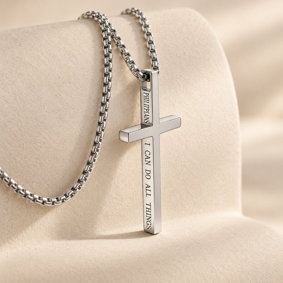 Cross Necklace with I Can Do All Things Inscription