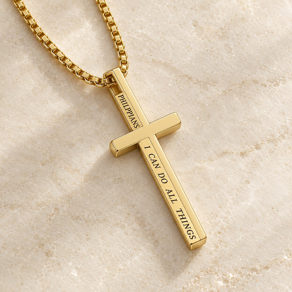 Cross Necklace with I Can Do All Things Inscription