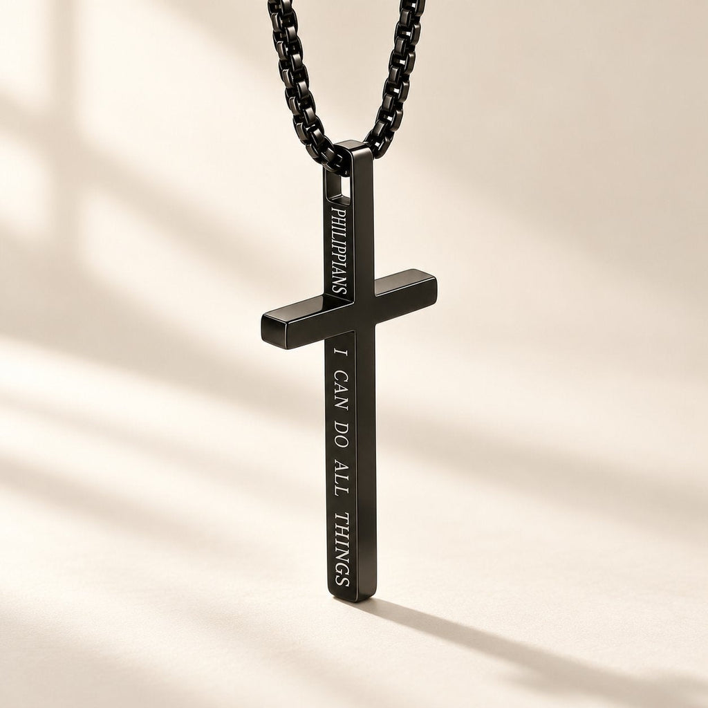 Cross Necklace with I Can Do All Things Inscription