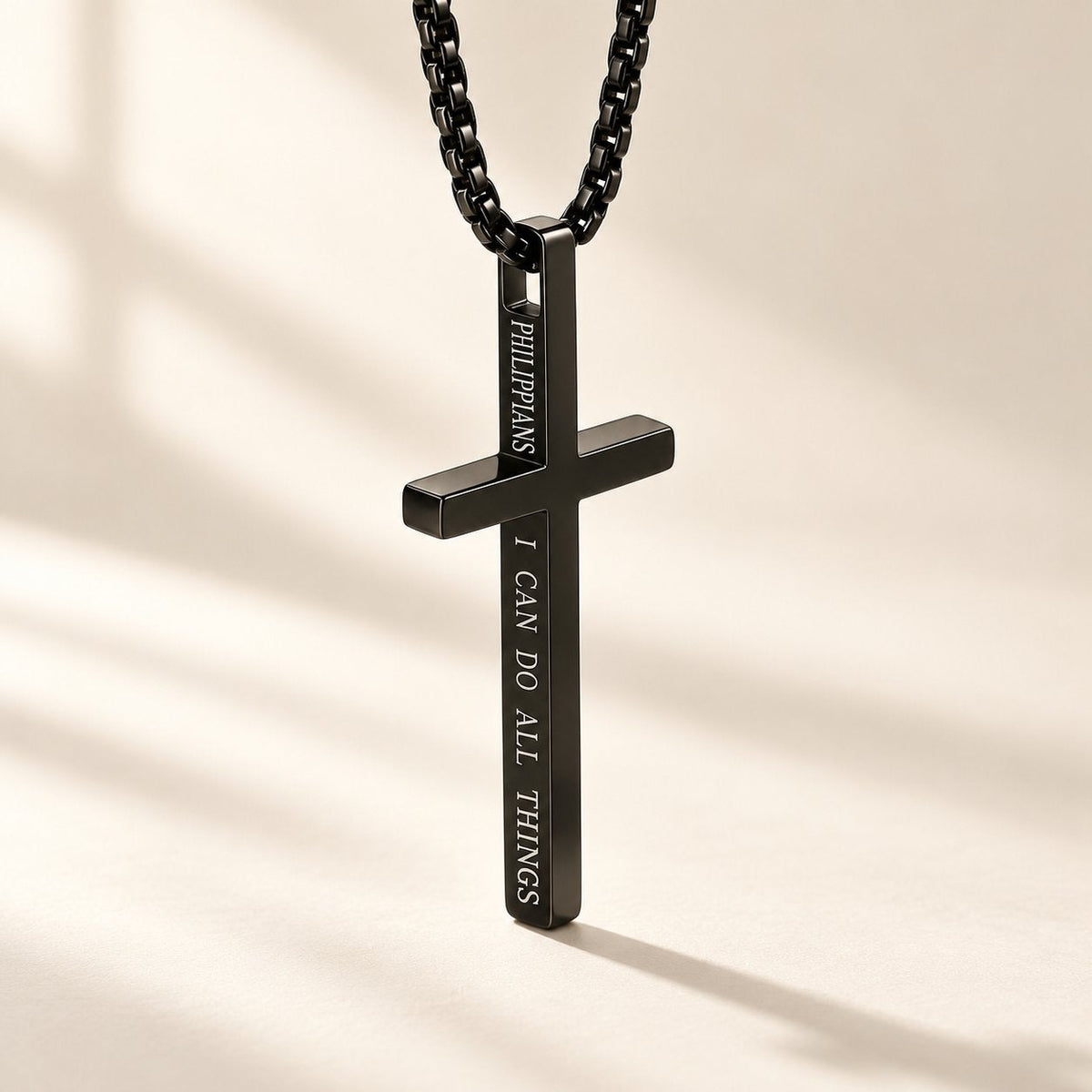 Cross Necklace with I Can Do All Things Inscription