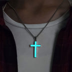 Set de Collar de Cruz Luminoso y Pulsera de Cuentas: Recuerda Su Luz Serena