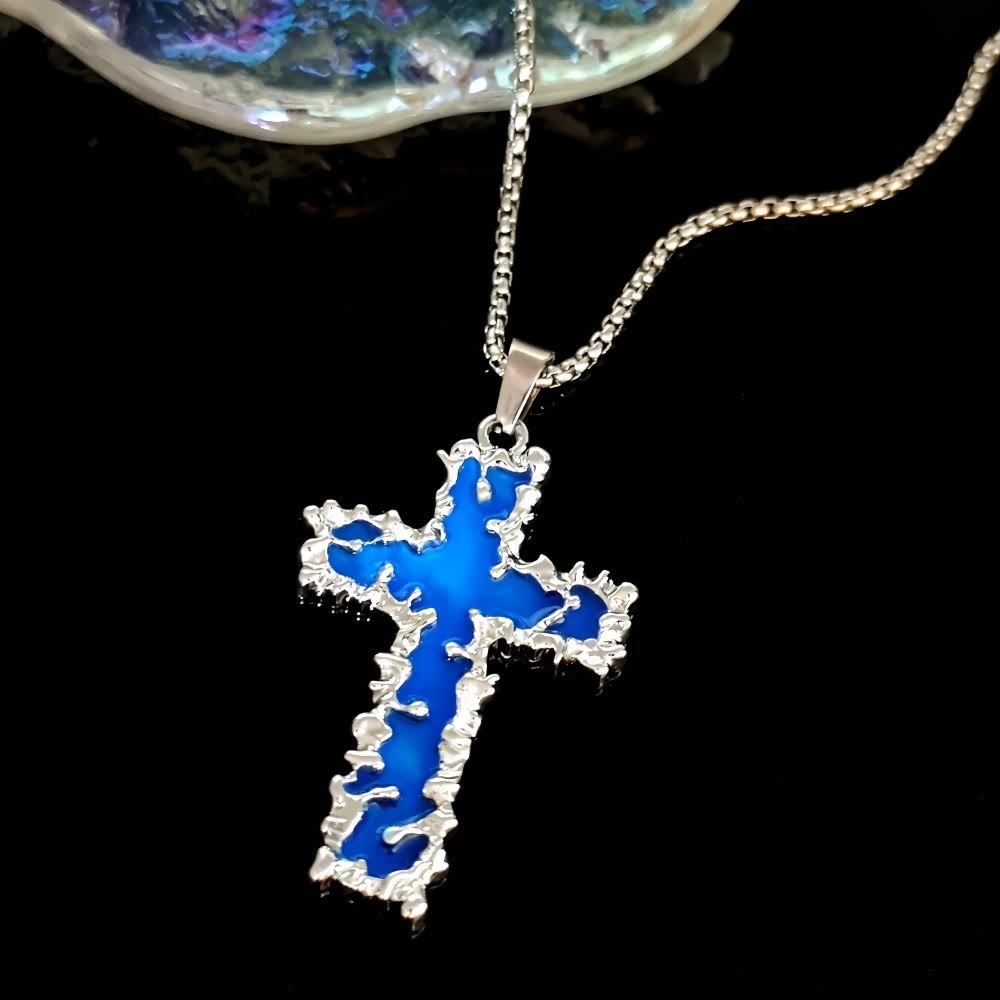 Set de Collar de Cruz Luminoso y Pulsera de Cuentas en 3 Colores: Recuerda Su Luz Serena
