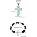 Set de Collar de Cruz Luminoso y Pulsera de Cuentas en 3 Colores: Recuerda Su Luz Serena