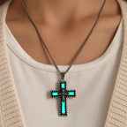 Glow-in-the-Dark Cross Jewelry Set with Volcanic Stone