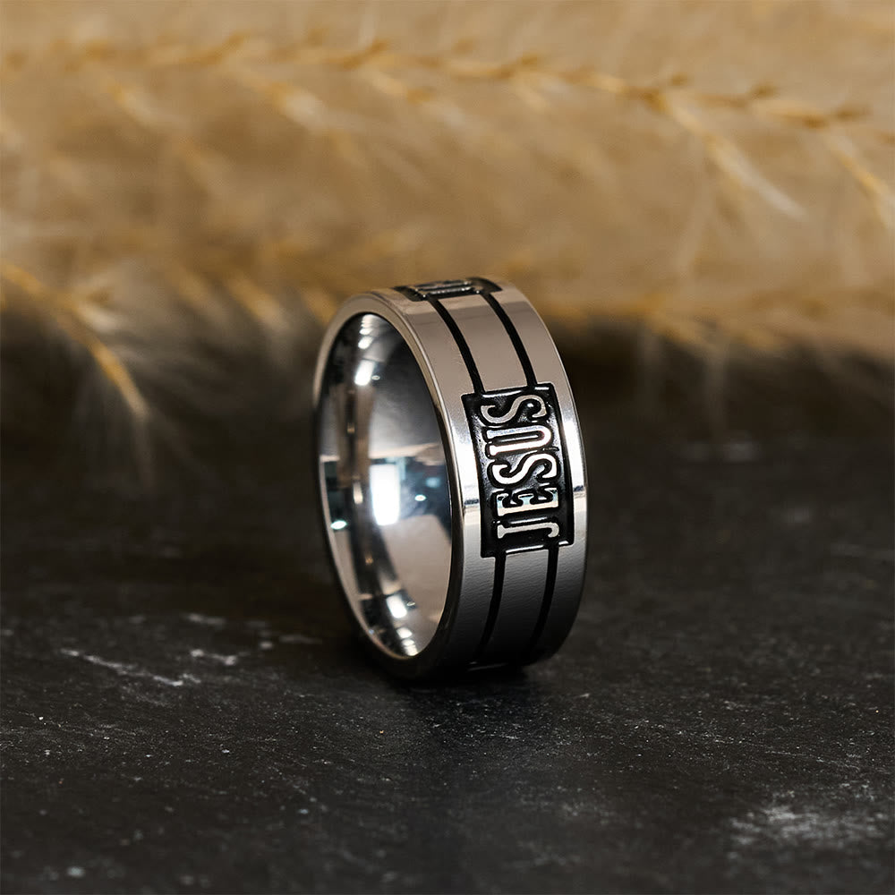 Anillo de Metal con Letras "JESÚS": Lleva Su Gracia en tu Día a Día