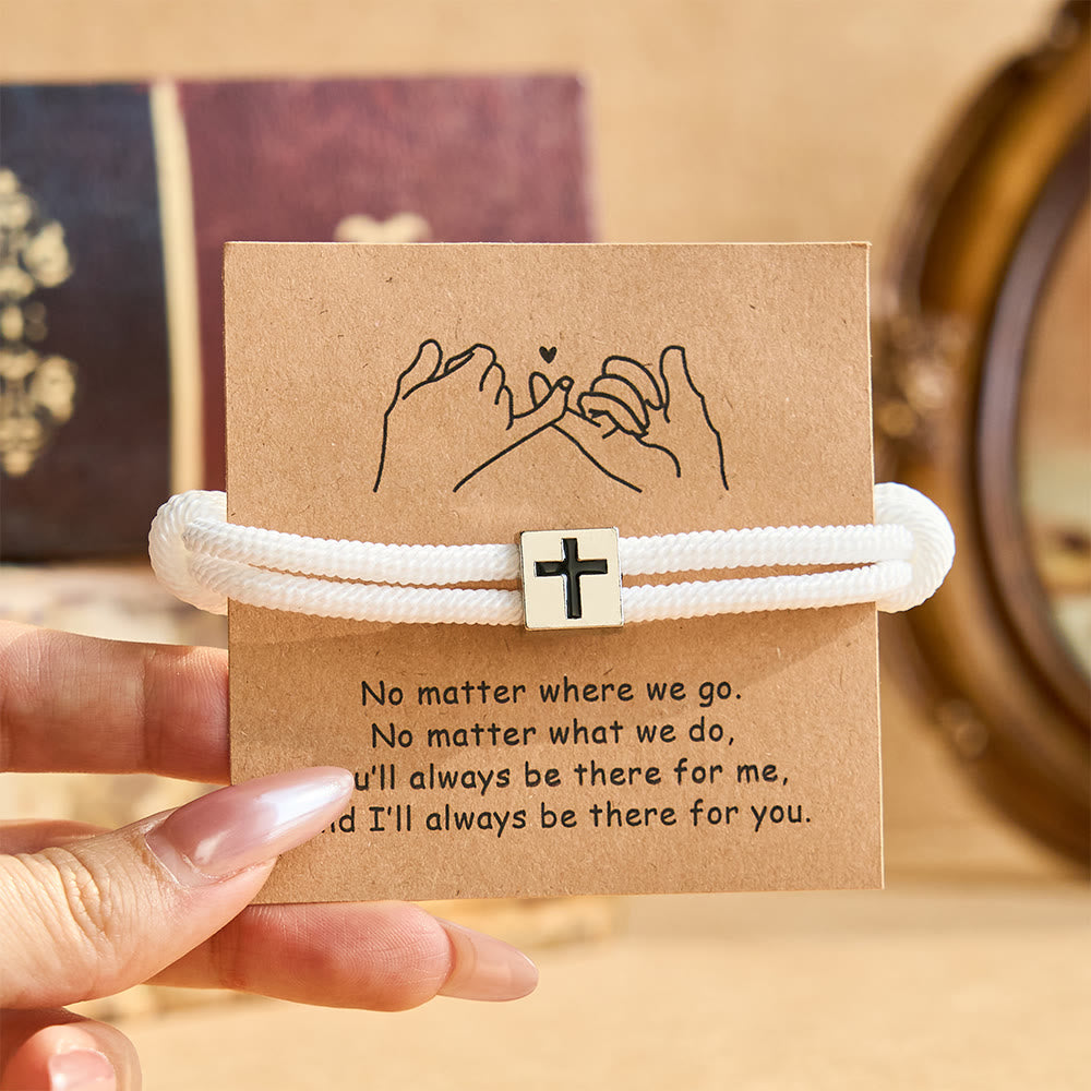 Pulsera de Cordón Milano con Cruz y Tarjeta de Regalo: Bendición para Bautizos y Ocasiones