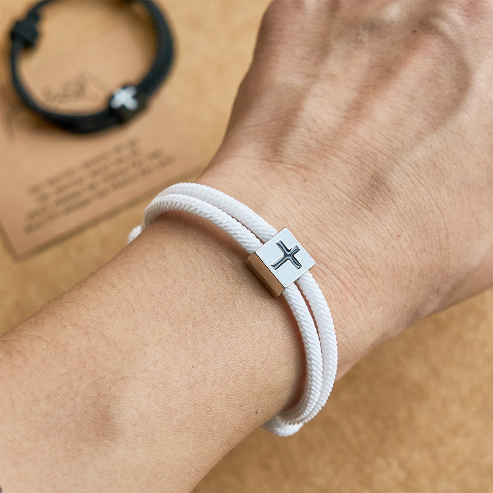 Pulsera de Cordón Milano con Cruz y Tarjeta de Regalo: Bendición para Bautizos y Ocasiones