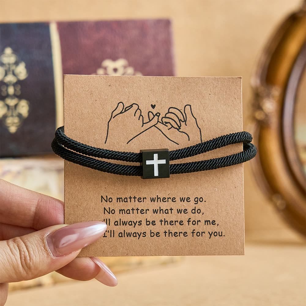 Pulsera de Cordón Milano con Cruz y Tarjeta de Regalo: Bendición para Bautizos y Ocasiones