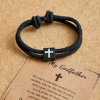 Pulsera de Cordón Milano con Cruz y Tarjeta de Regalo: Bendición para Bautizos y Ocasiones