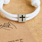 Pulsera de Cordón Milano con Cruz y Tarjeta de Regalo: Bendición para Bautizos y Ocasiones