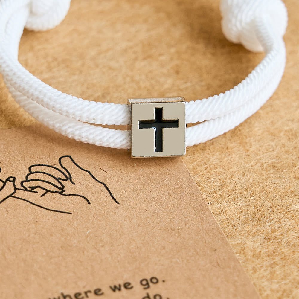 Pulsera de Cordón Milano con Cruz y Tarjeta de Regalo: Bendición para Bautizos y Ocasiones