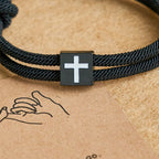 Pulsera de Cordón Milano con Cruz y Tarjeta de Regalo: Bendición para Bautizos y Ocasiones