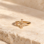 Golden/Silver Mobius Cross Ring