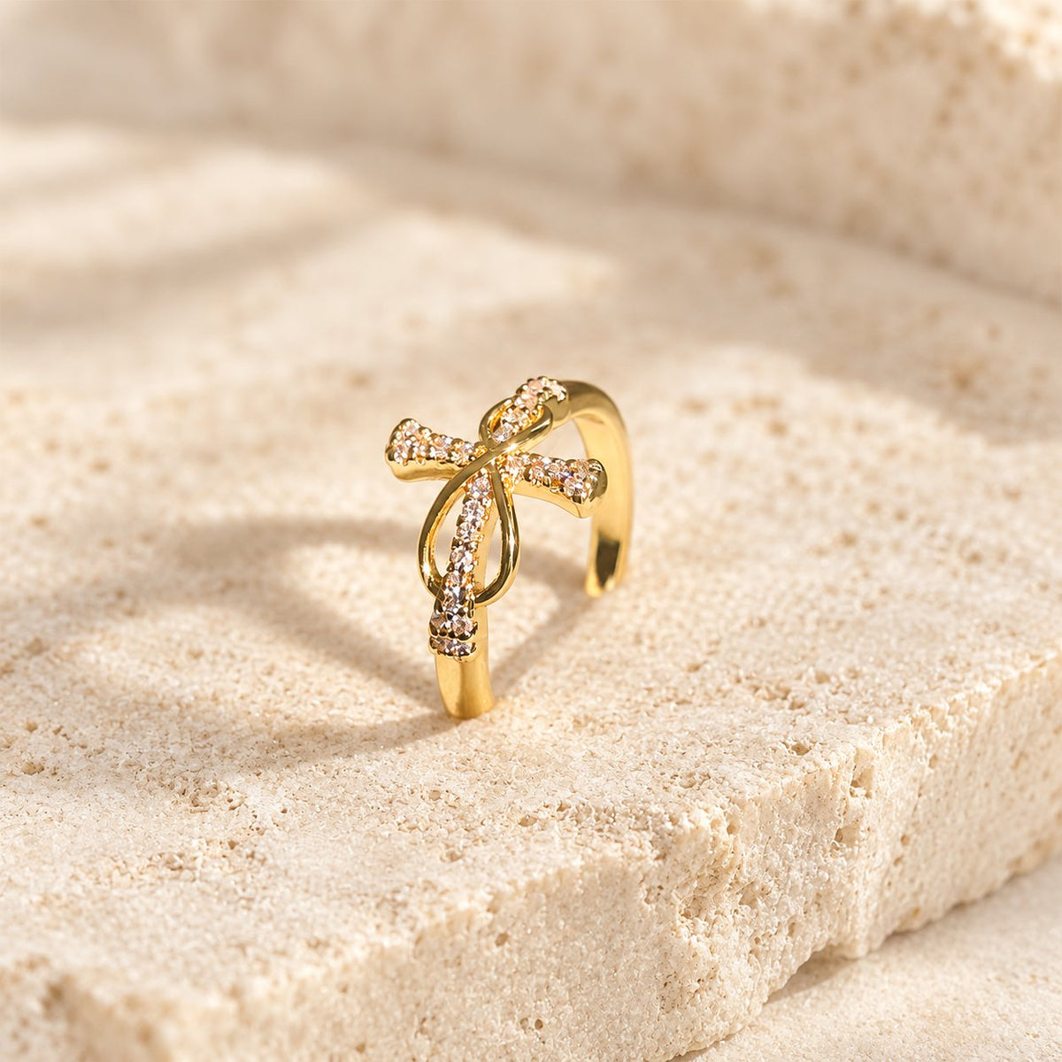Golden/Silver Mobius Cross Ring