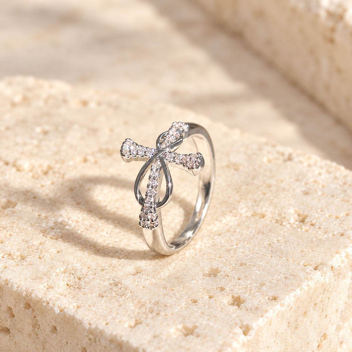 Golden/Silver Mobius Cross Ring