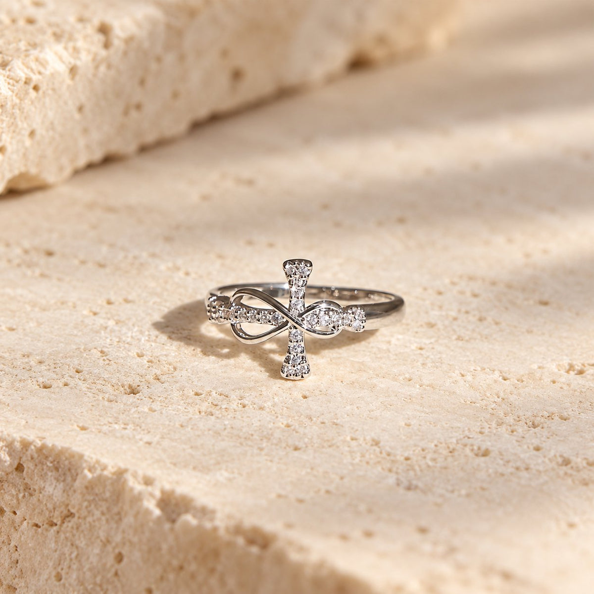 Golden/Silver Mobius Cross Ring