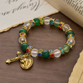 Pulsera de Ágata Esmerilada Suave con Crucifijo y la Virgen: Recuerda Su Tierno Amor