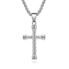 Collar con Dije de Cruz de Textura Trenzada: Encarna Su Fuerza Duradera