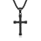 Collar con Dije de Cruz de Textura Trenzada: Encarna Su Fuerza Duradera