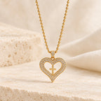 Golden Heart & Cross Sparkle Pendant Necklace