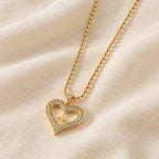 Golden Heart & Cross Sparkle Pendant Necklace