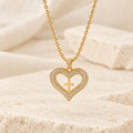 Golden Heart & Cross Sparkle Pendant Necklace