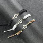 Pulsera de Cruz de Cordón Tejido con Cruz Brillante: Ancla tu Fe en Su Presencia