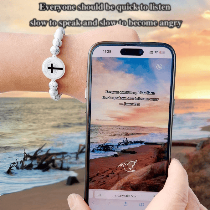 Pulsera de Piedra Natural con Versículo Bíblico y NFC: Toca y Recibe la Palabra de Jesús