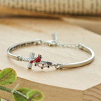 Pulsera Roja Ajustable de Cruz con Pájaro Cardenal