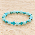 Turquoise Cross with Luminous Pearls Bracelet