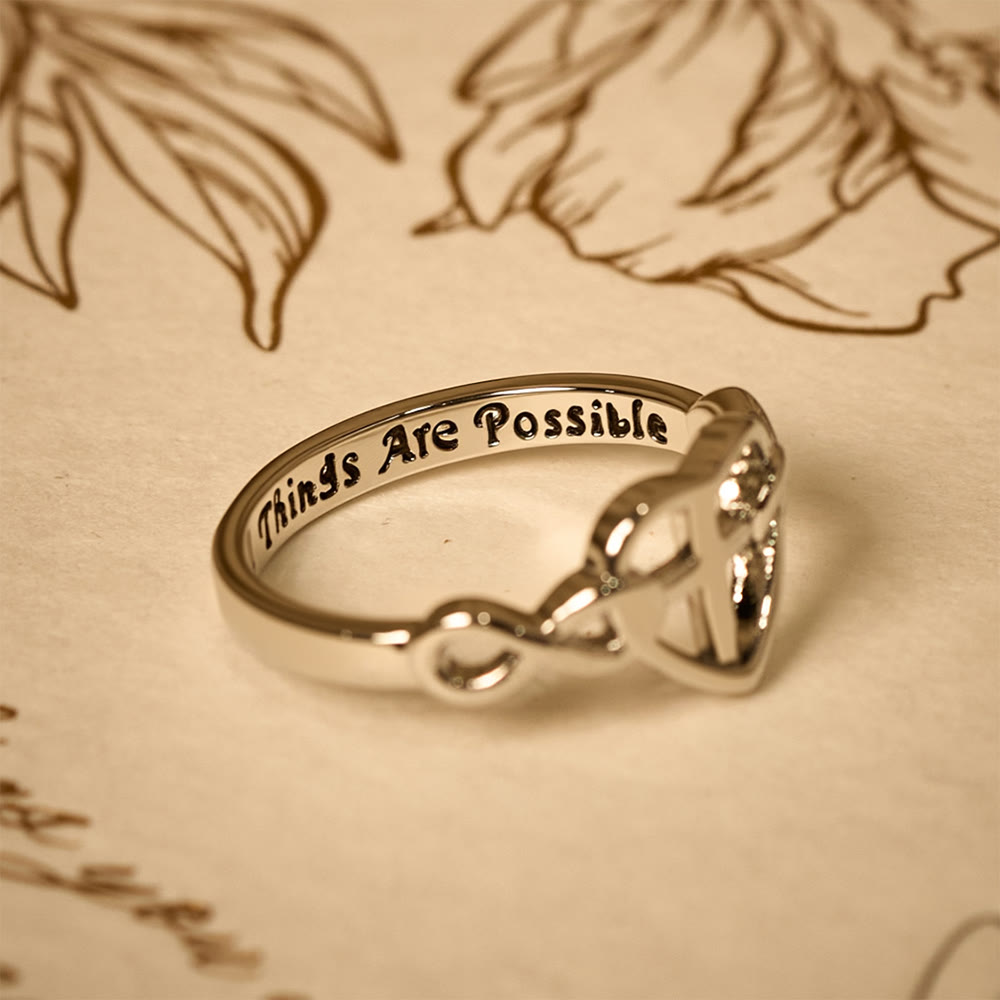 Anillo de Corazón y Cruz Unidos por la Fe: Para Dios Todo es Posible