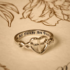 Anillo de Corazón y Cruz Unidos por la Fe: Para Dios Todo es Posible