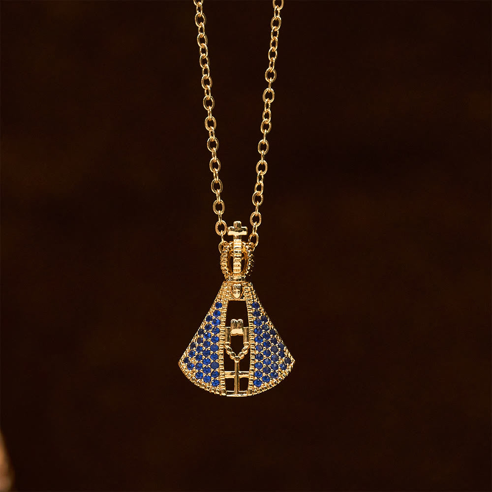Collar con Dije de Protección Divina de la Virgen de Aparecida Estilo Clásico