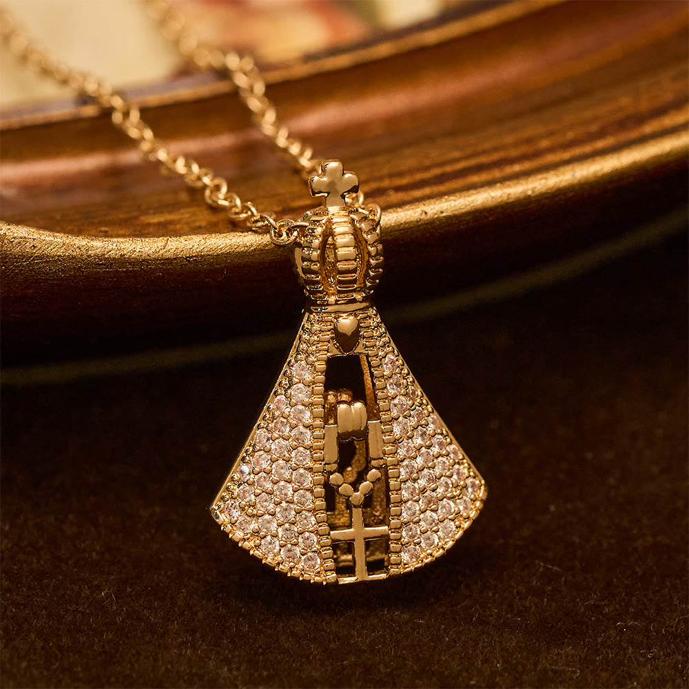 Collar con Dije de Protección Divina de la Virgen de Aparecida Estilo Clásico