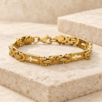 Tri-Color Cross-Embedded Chain Necklace & Bracelet