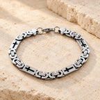 Tri-Color Cross-Embedded Chain Necklace & Bracelet