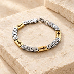 Tri-Color Cross-Embedded Chain Necklace & Bracelet