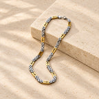 Tri-Color Cross-Embedded Chain Necklace & Bracelet