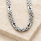 Tri-Color Cross-Embedded Chain Necklace & Bracelet