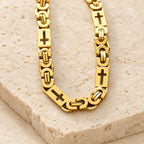 Tri-Color Cross-Embedded Chain Necklace & Bracelet