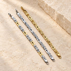 Tri-Color Cross-Embedded Chain Necklace & Bracelet