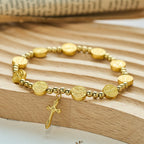 Pulsera Elástica de Cruz de San Benito Tono Oro
