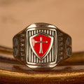 Anillo Escudo Templario con Cruz - Emblema Sagrado de Valor y Fe