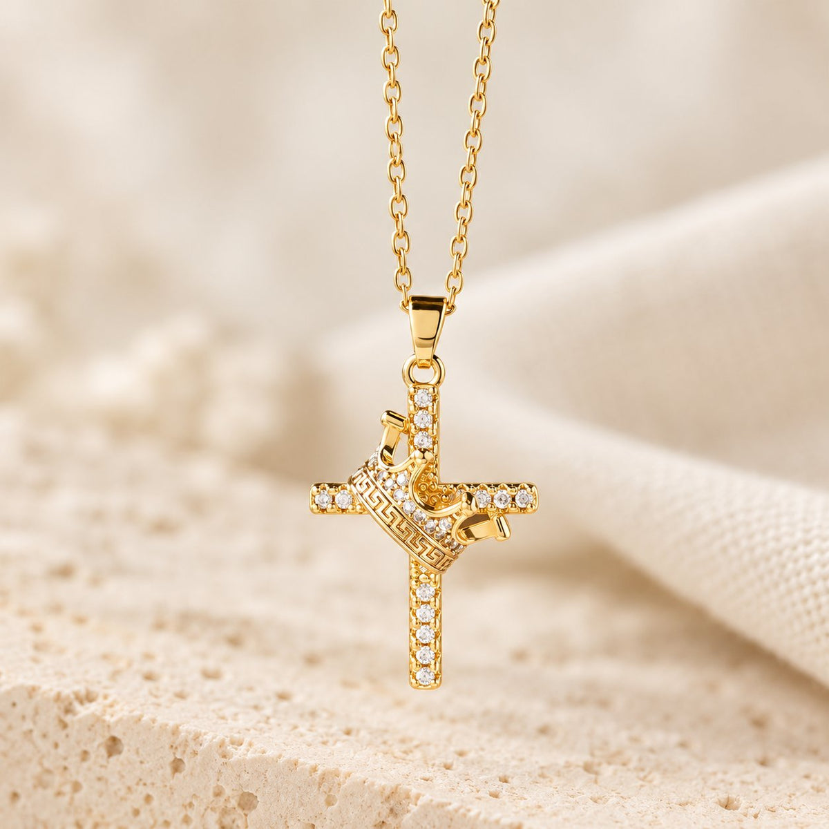 Cross & Crown Sparkle Necklace (2 Sizes)