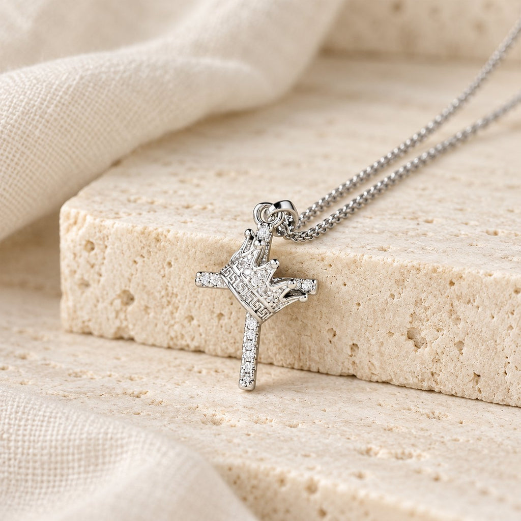 Cross & Crown Sparkle Necklace (2 Sizes)